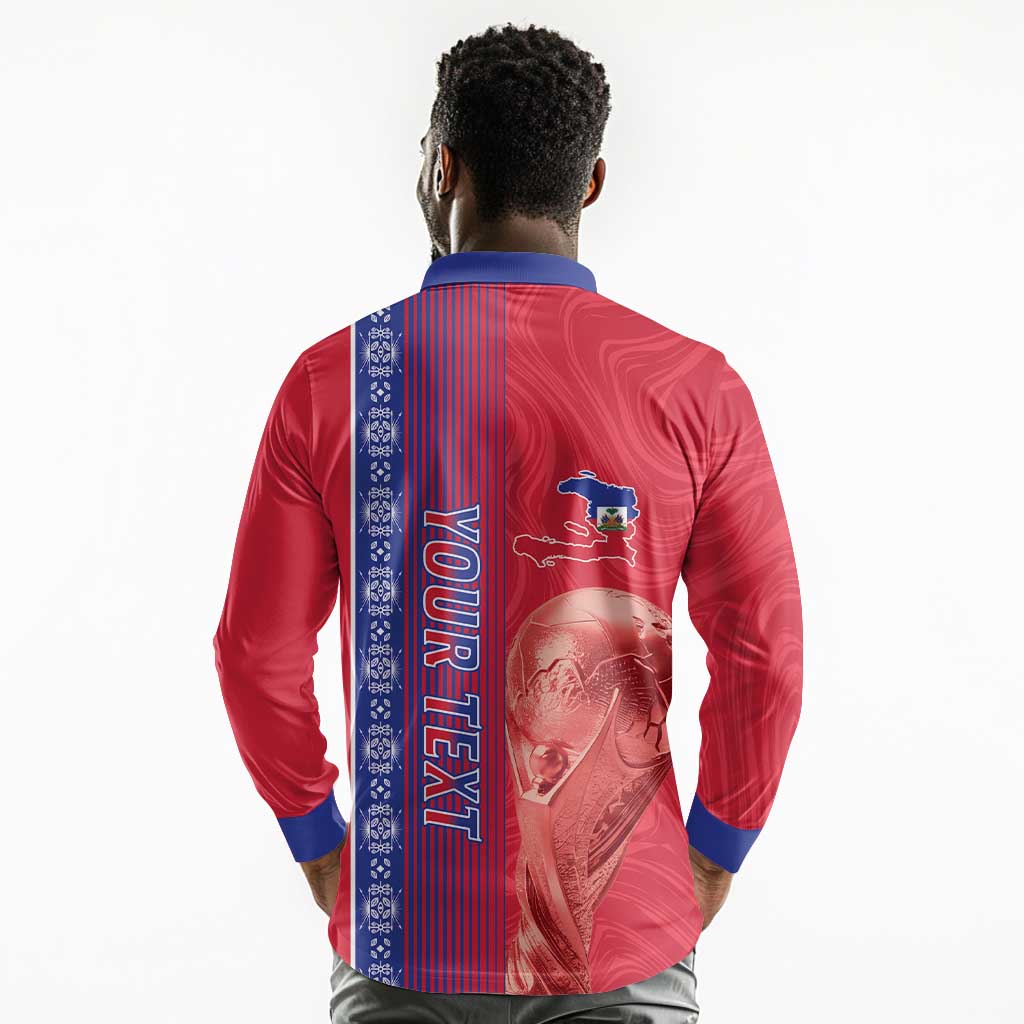 Custom Afro-Haiti Football Long Sleeve Polo Shirt 2026 Grenadye Alaso Red Version - African Pride