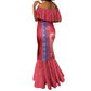 Custom Afro-Haiti Football Mermaid Dress 2026 Grenadye Alaso Red Version - African Pride