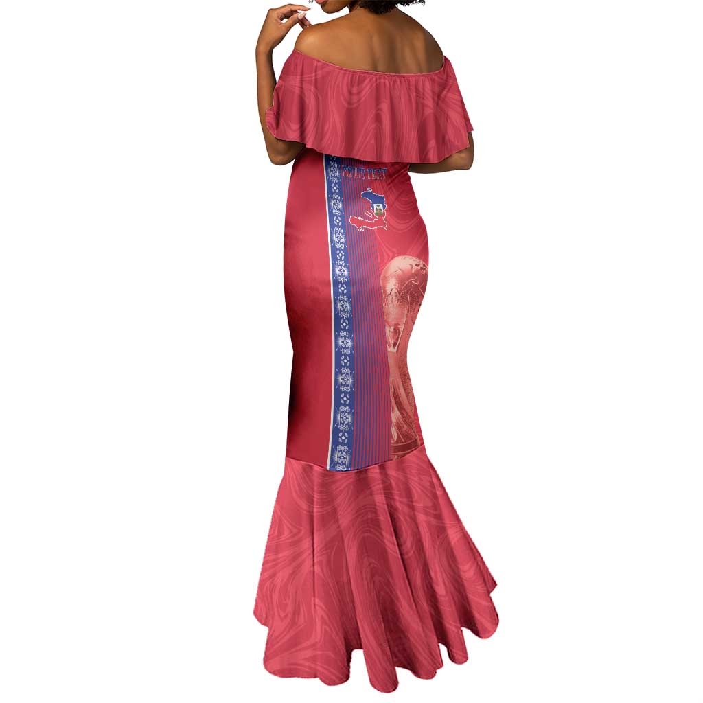 Custom Afro-Haiti Football Mermaid Dress 2026 Grenadye Alaso Red Version - African Pride