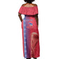 Custom Afro-Haiti Football Off Shoulder Maxi Dress 2026 Grenadye Alaso Red Version - African Pride