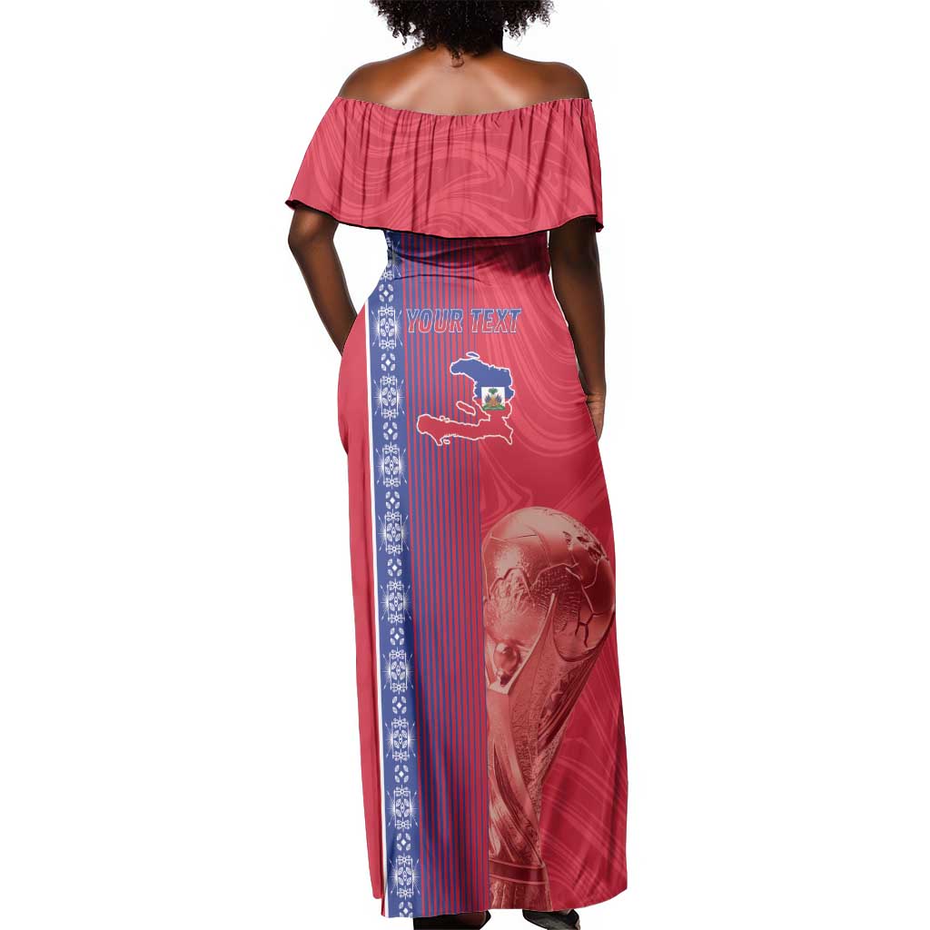 Custom Afro-Haiti Football Off Shoulder Maxi Dress 2026 Grenadye Alaso Red Version - African Pride