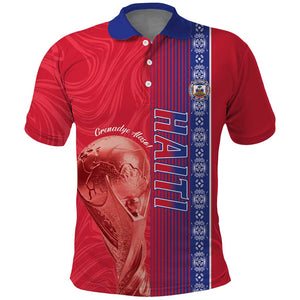 Custom Afro-Haiti Football Polo Shirt 2026 Grenadye Alaso Red Version LT14