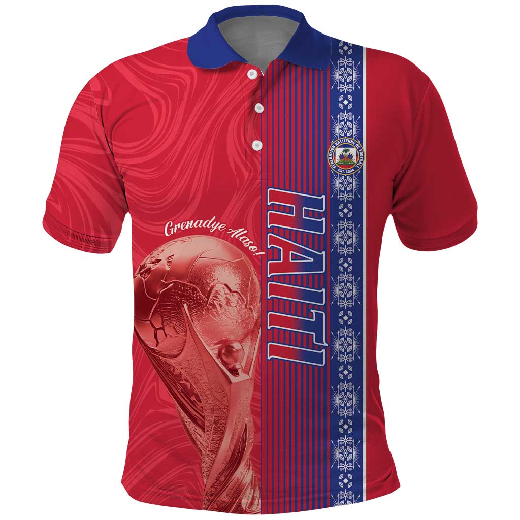 Custom Afro-Haiti Football Polo Shirt 2026 Grenadye Alaso Red Version LT14