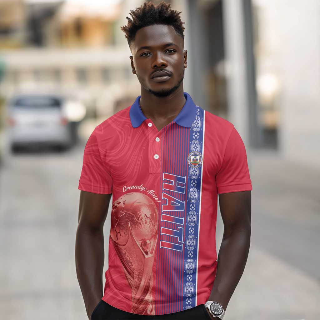 Custom Afro-Haiti Football Polo Shirt 2026 Grenadye Alaso Red Version LT14