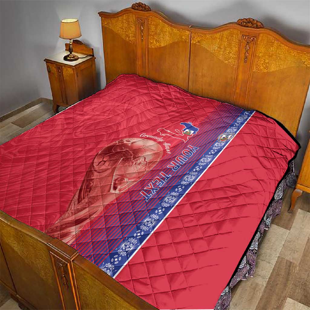 Custom Afro-Haiti Football Quilt 2026 Grenadye Alaso Red Version - African Pride