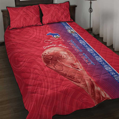 Custom Afro-Haiti Football Quilt Bed Set 2026 Grenadye Alaso Red Version - African Pride