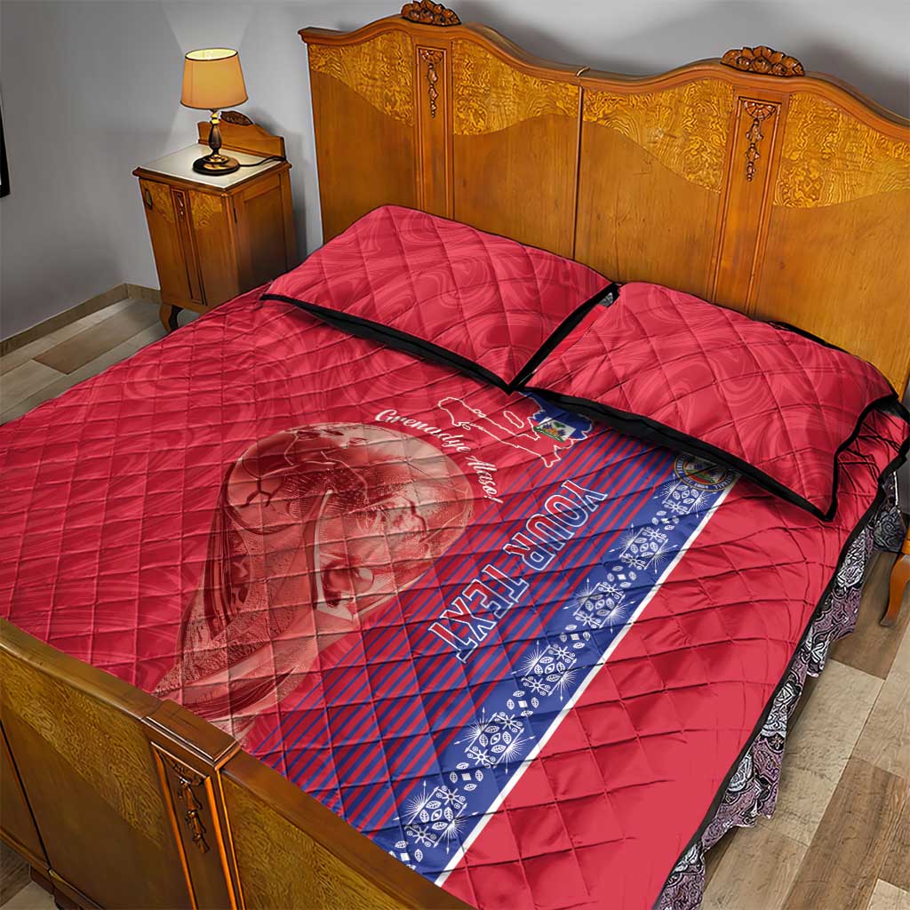 Custom Afro-Haiti Football Quilt Bed Set 2026 Grenadye Alaso Red Version - African Pride