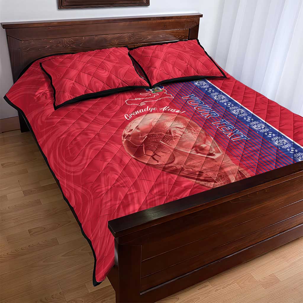 Custom Afro-Haiti Football Quilt Bed Set 2026 Grenadye Alaso Red Version - African Pride