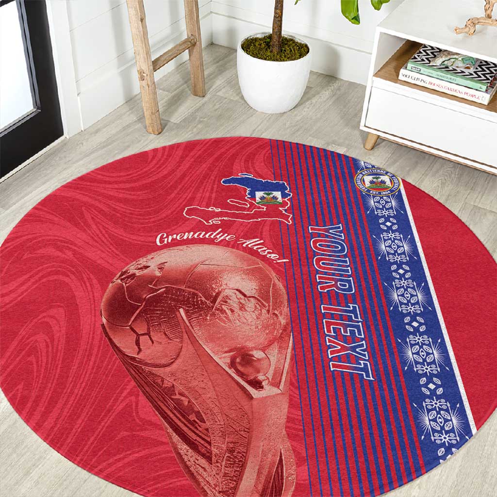 Custom Afro-Haiti Football Round Carpet 2026 Grenadye Alaso Red Version - African Pride