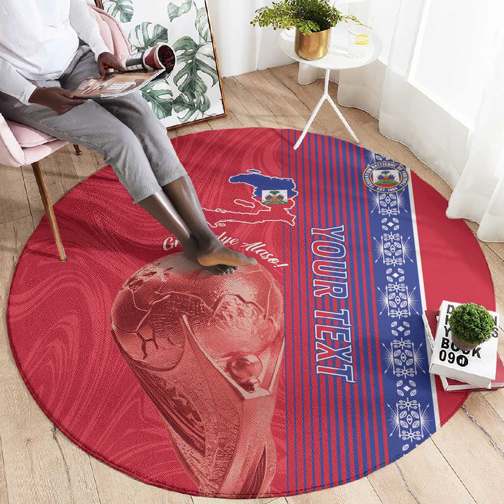 Custom Afro-Haiti Football Round Carpet 2026 Grenadye Alaso Red Version - African Pride