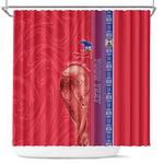 Custom Afro-Haiti Football Shower Curtain 2026 Grenadye Alaso Red Version - African Pride