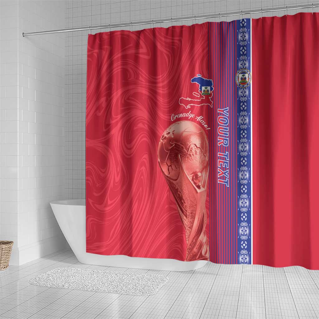 Custom Afro-Haiti Football Shower Curtain 2026 Grenadye Alaso Red Version - African Pride