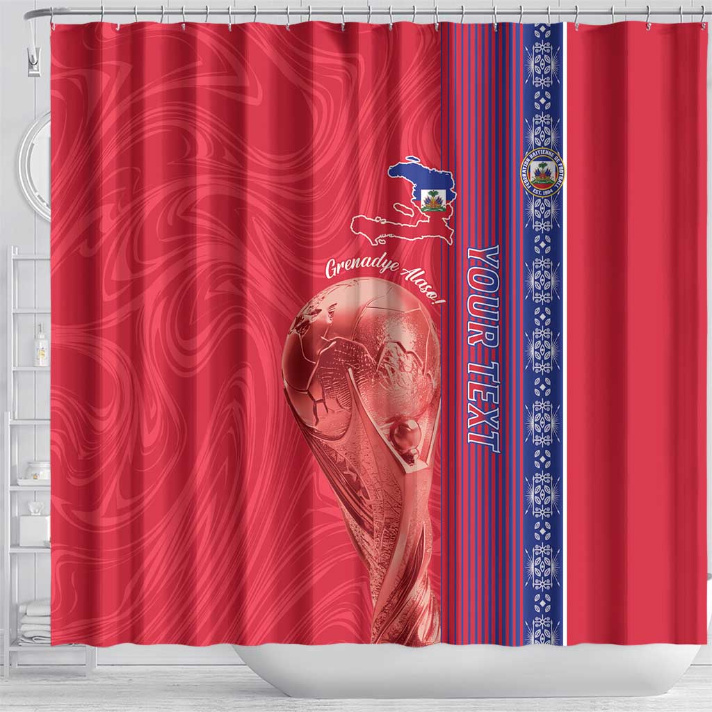 Custom Afro-Haiti Football Shower Curtain 2026 Grenadye Alaso Red Version - African Pride