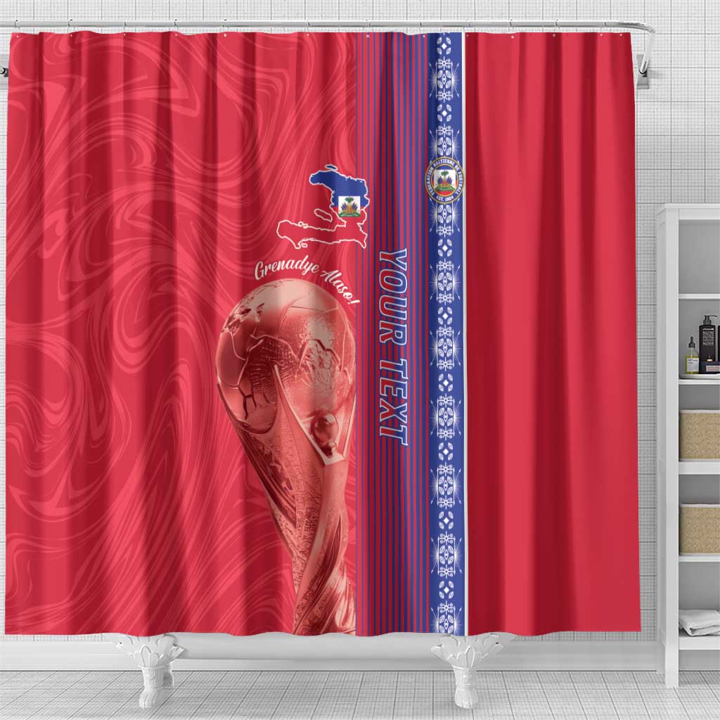 Custom Afro-Haiti Football Shower Curtain 2026 Grenadye Alaso Red Version - African Pride
