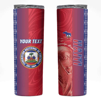 Custom Afro-Haiti Football Skinny Tumbler 2026 Grenadye Alaso Red Version - African Pride