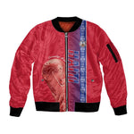 Custom Afro-Haiti Football Sleeve Zip Bomber Jacket 2026 Grenadye Alaso Red Version - African Pride