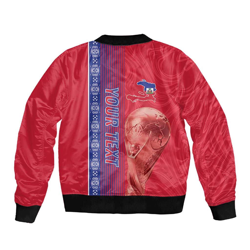 Custom Afro-Haiti Football Sleeve Zip Bomber Jacket 2026 Grenadye Alaso Red Version - African Pride