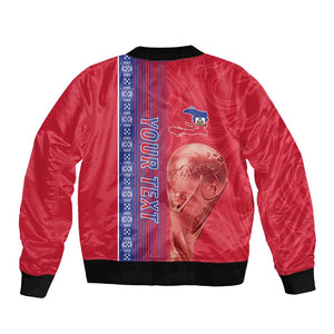 Custom Afro-Haiti Football Sleeve Zip Bomber Jacket 2026 Grenadye Alaso Red Version - African Pride