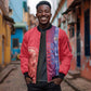 Custom Afro-Haiti Football Sleeve Zip Bomber Jacket 2026 Grenadye Alaso Red Version - African Pride