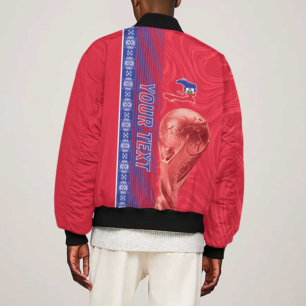 Custom Afro-Haiti Football Sleeve Zip Bomber Jacket 2026 Grenadye Alaso Red Version - African Pride