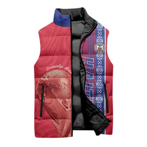 Custom Afro-Haiti Football Sleeveless Puffer Jacket 2026 Grenadye Alaso Red Version - African Pride