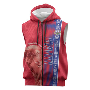 Custom Afro-Haiti Football Sleeveless Zip Hoodie 2026 Grenadye Alaso Red Version - African Pride