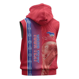 Custom Afro-Haiti Football Sleeveless Zip Hoodie 2026 Grenadye Alaso Red Version - African Pride