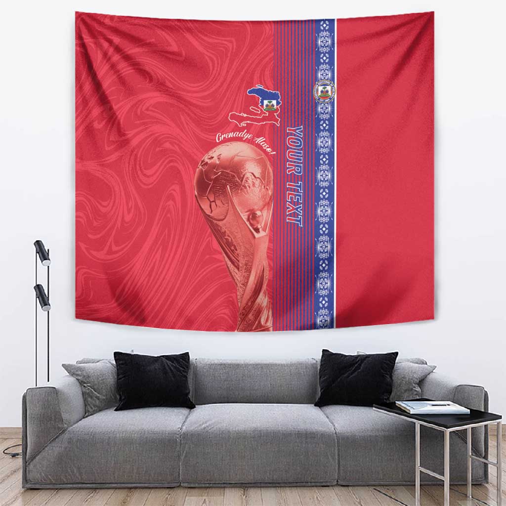 Custom Afro-Haiti Football Tapestry 2026 Grenadye Alaso Red Version - African Pride