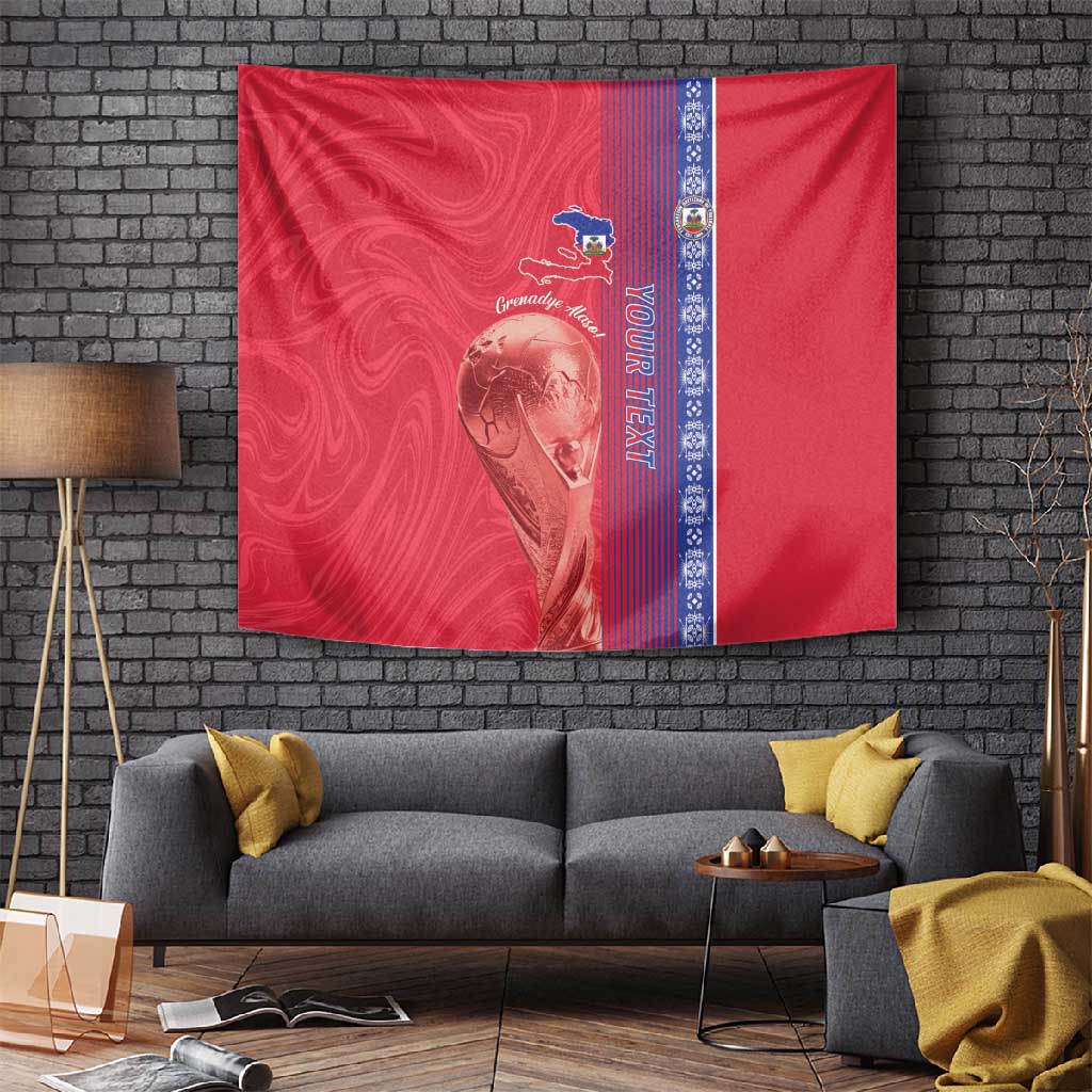 Custom Afro-Haiti Football Tapestry 2026 Grenadye Alaso Red Version - African Pride