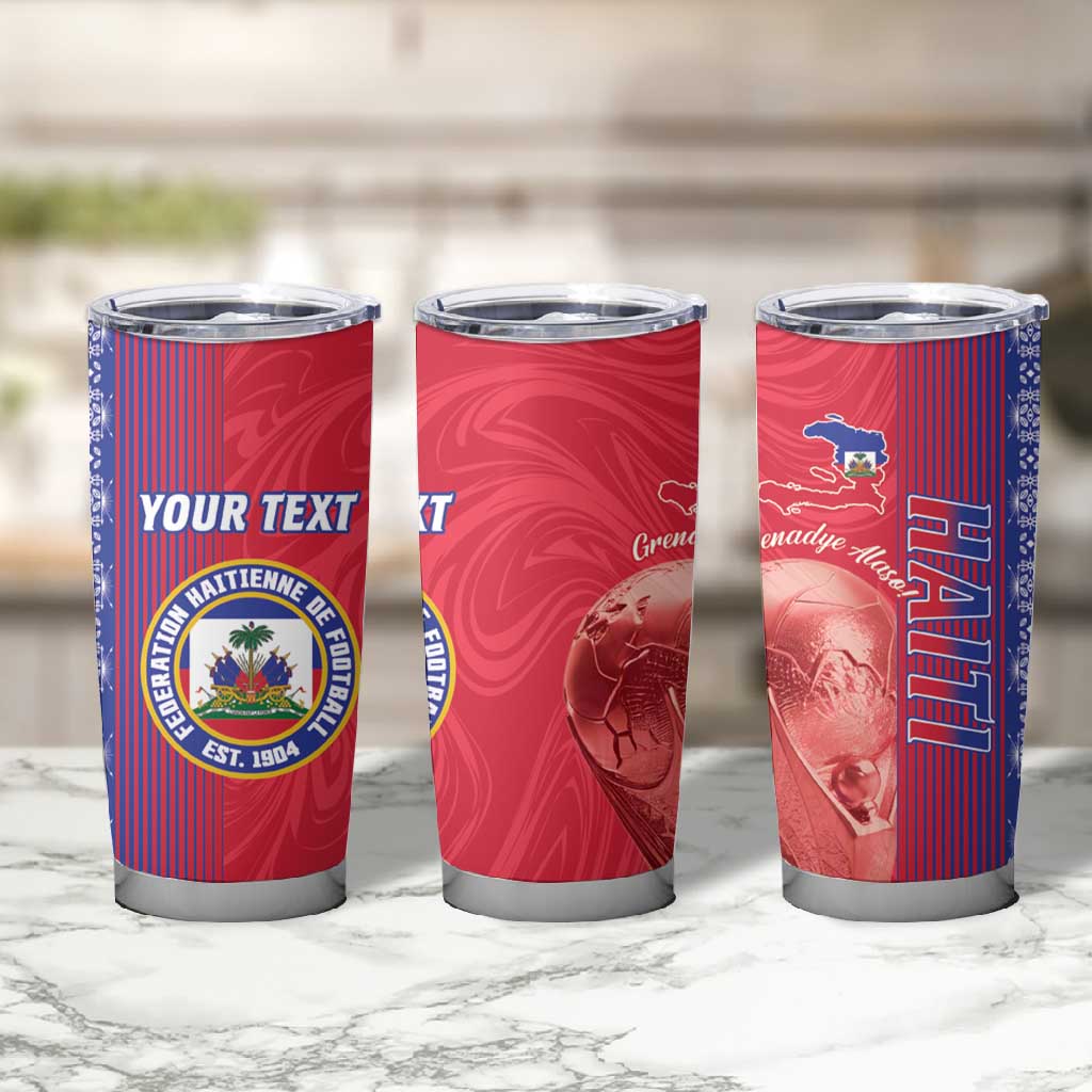 Custom Afro-Haiti Football Tumbler Cup 2026 Grenadye Alaso Red Version - African Pride