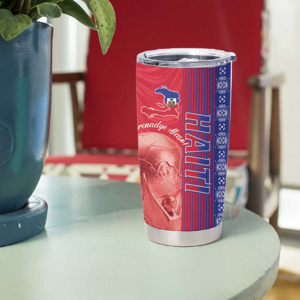 Custom Afro-Haiti Football Tumbler Cup 2026 Grenadye Alaso Red Version - African Pride