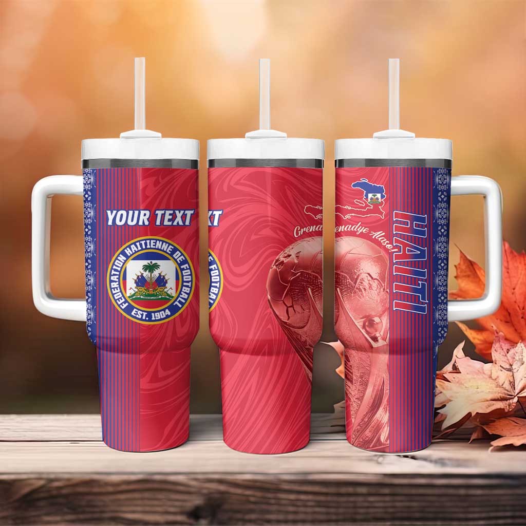 Custom Afro-Haiti Football Tumbler With Handle 2026 Grenadye Alaso Red Version - African Pride