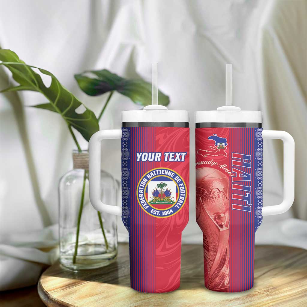 Custom Afro-Haiti Football Tumbler With Handle 2026 Grenadye Alaso Red Version - African Pride