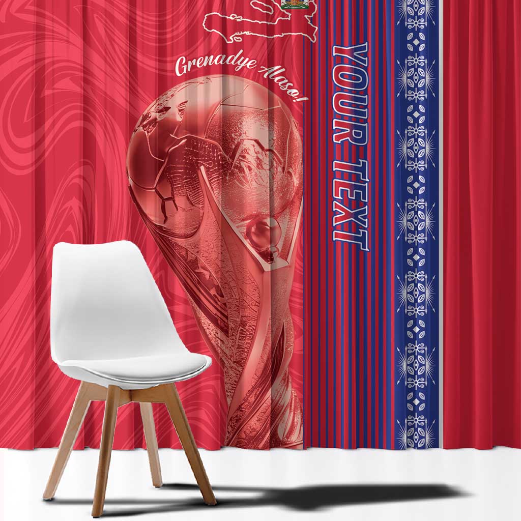 Custom Afro-Haiti Football Window Curtain 2026 Grenadye Alaso Red Version - African Pride