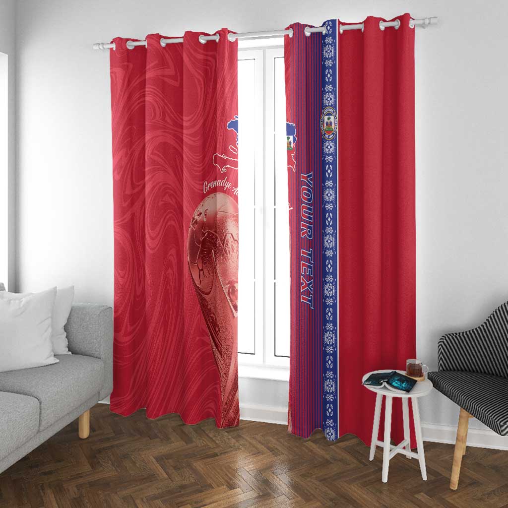 Custom Afro-Haiti Football Window Curtain 2026 Grenadye Alaso Red Version - African Pride