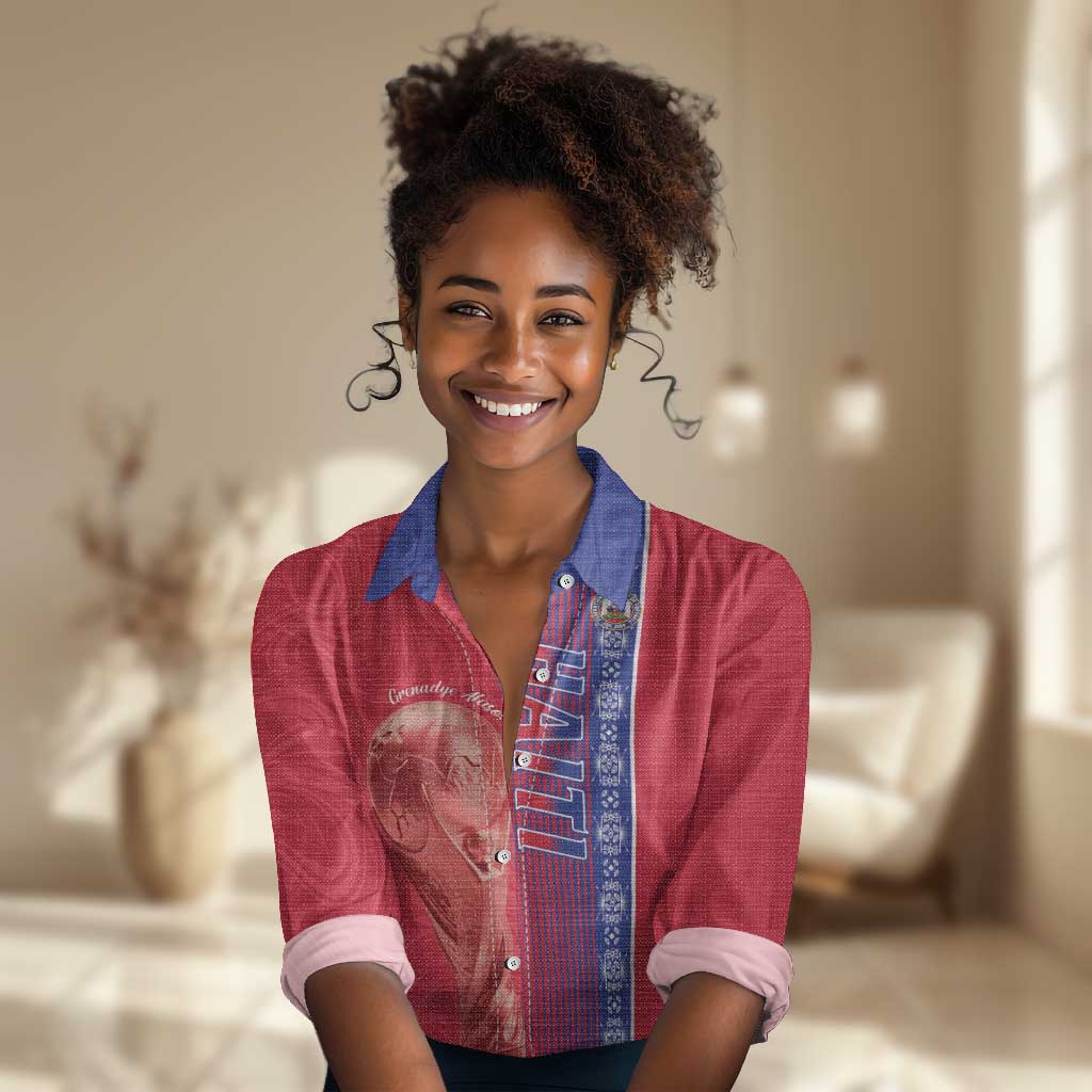 Custom Afro-Haiti Football Women Casual Shirt 2026 Grenadye Alaso Red Version - African Pride