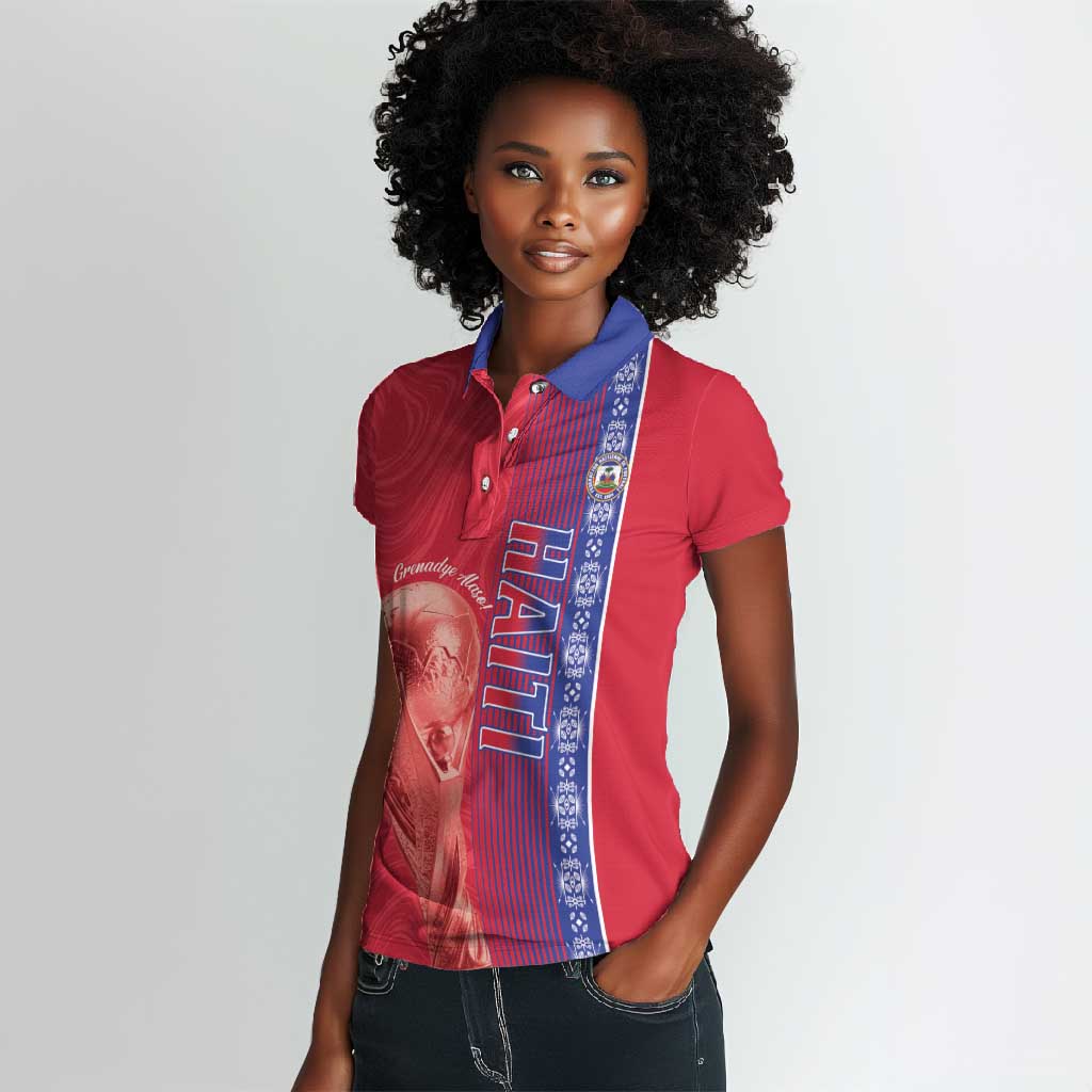 Custom Afro-Haiti Football Women Polo Shirt 2026 Grenadye Alaso Red Version - African Pride