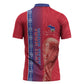 Custom Afro-Haiti Football Zipper Polo Shirt 2026 Grenadye Alaso Red Version - African Pride