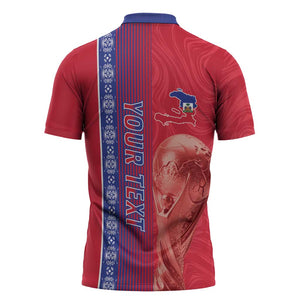 Custom Afro-Haiti Football Zipper Polo Shirt 2026 Grenadye Alaso Red Version - African Pride