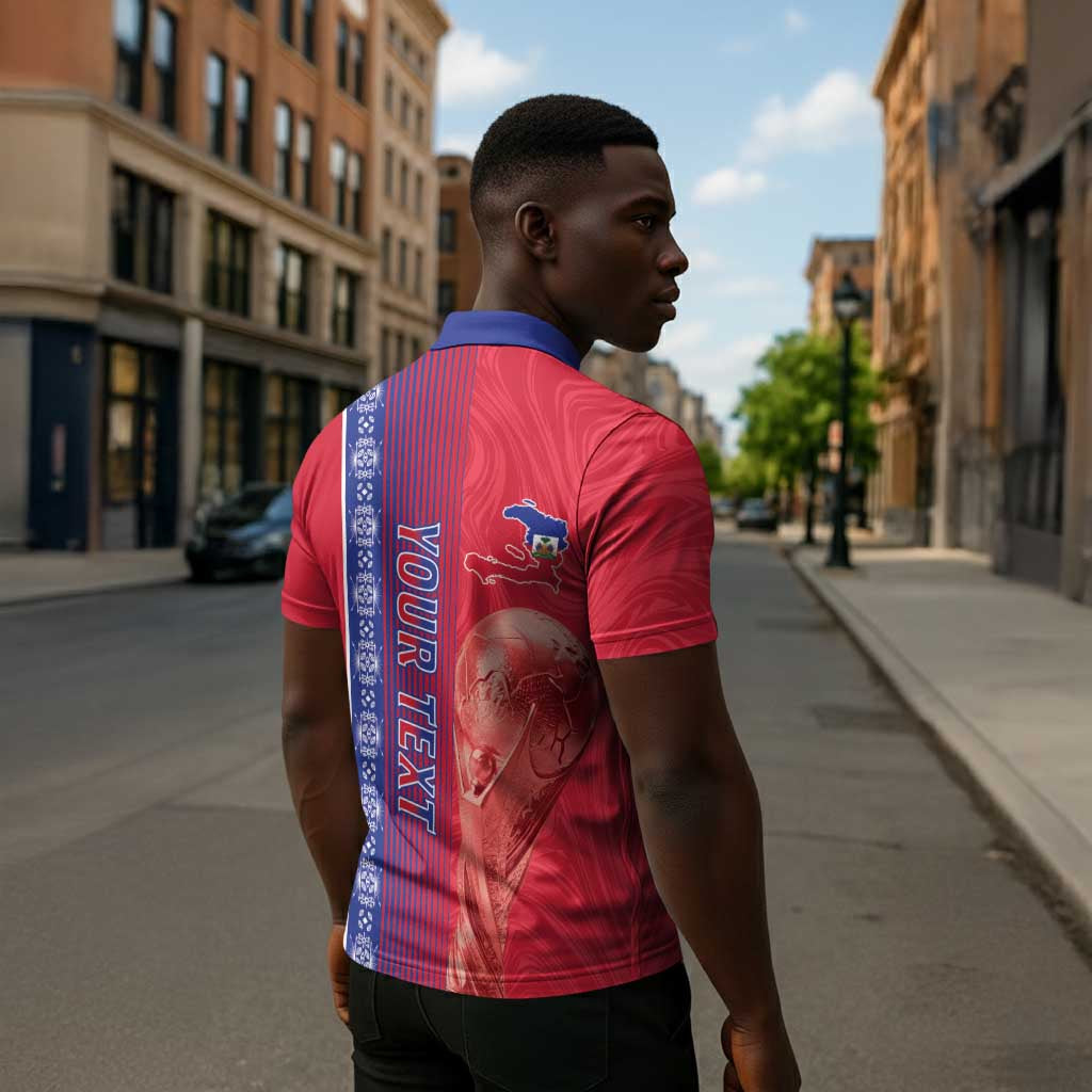 Custom Afro-Haiti Football Zipper Polo Shirt 2026 Grenadye Alaso Red Version - African Pride