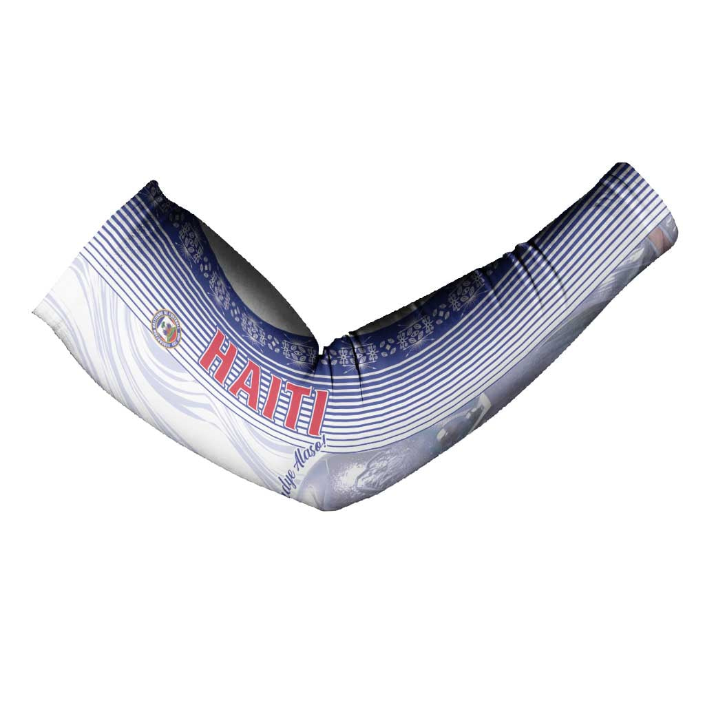 Custom Afro-Haiti Football Arm Sleeves 2026 Grenadye Alaso White Version - African Pride
