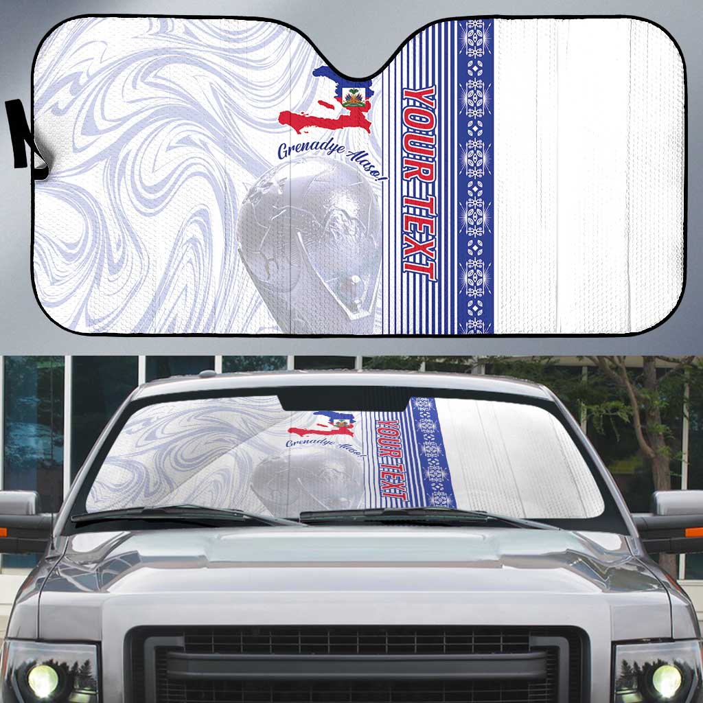 Custom Afro-Haiti Football Auto Sun Shade 2026 Grenadye Alaso White Version - African Pride