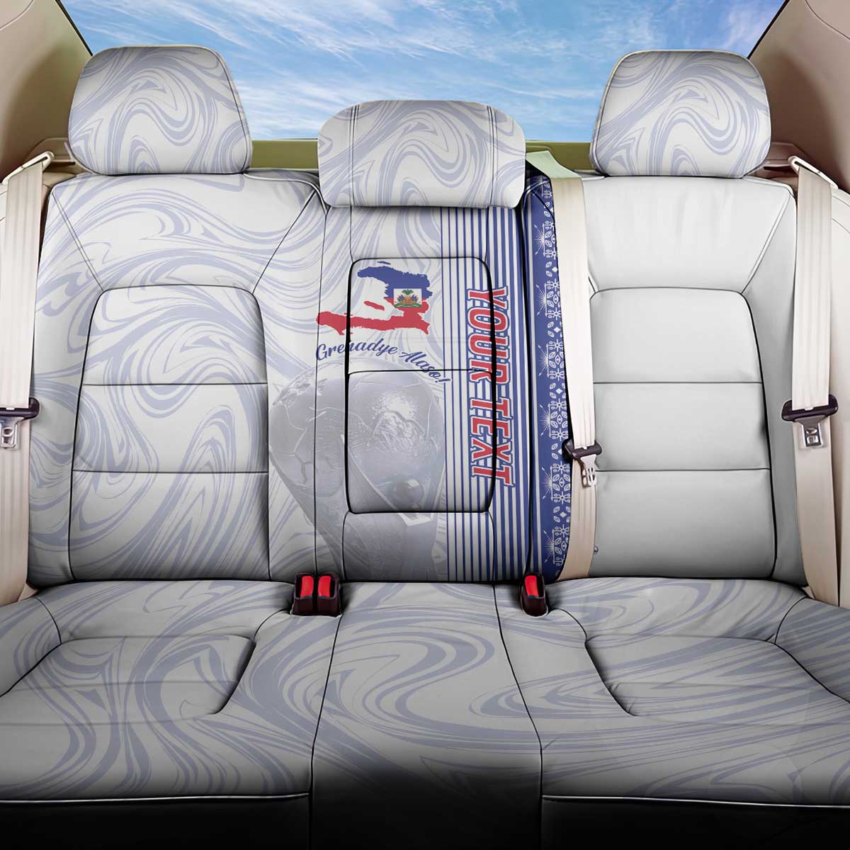 Custom Afro-Haiti Football Back Car Seat Cover 2026 Grenadye Alaso White Version - African Pride