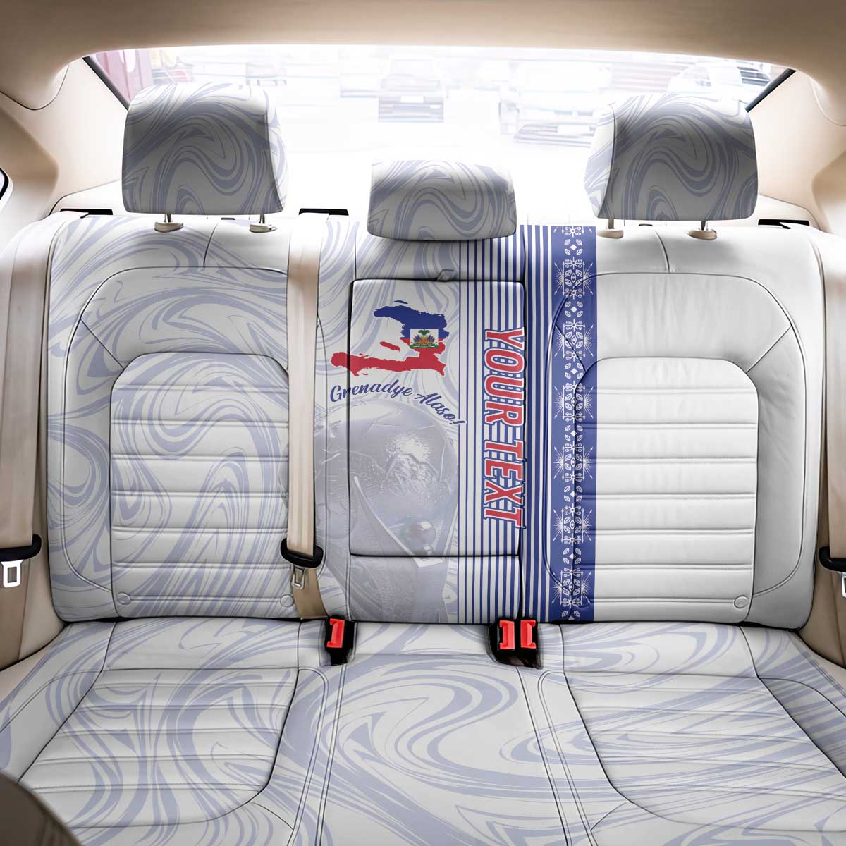 Custom Afro-Haiti Football Back Car Seat Cover 2026 Grenadye Alaso White Version - African Pride