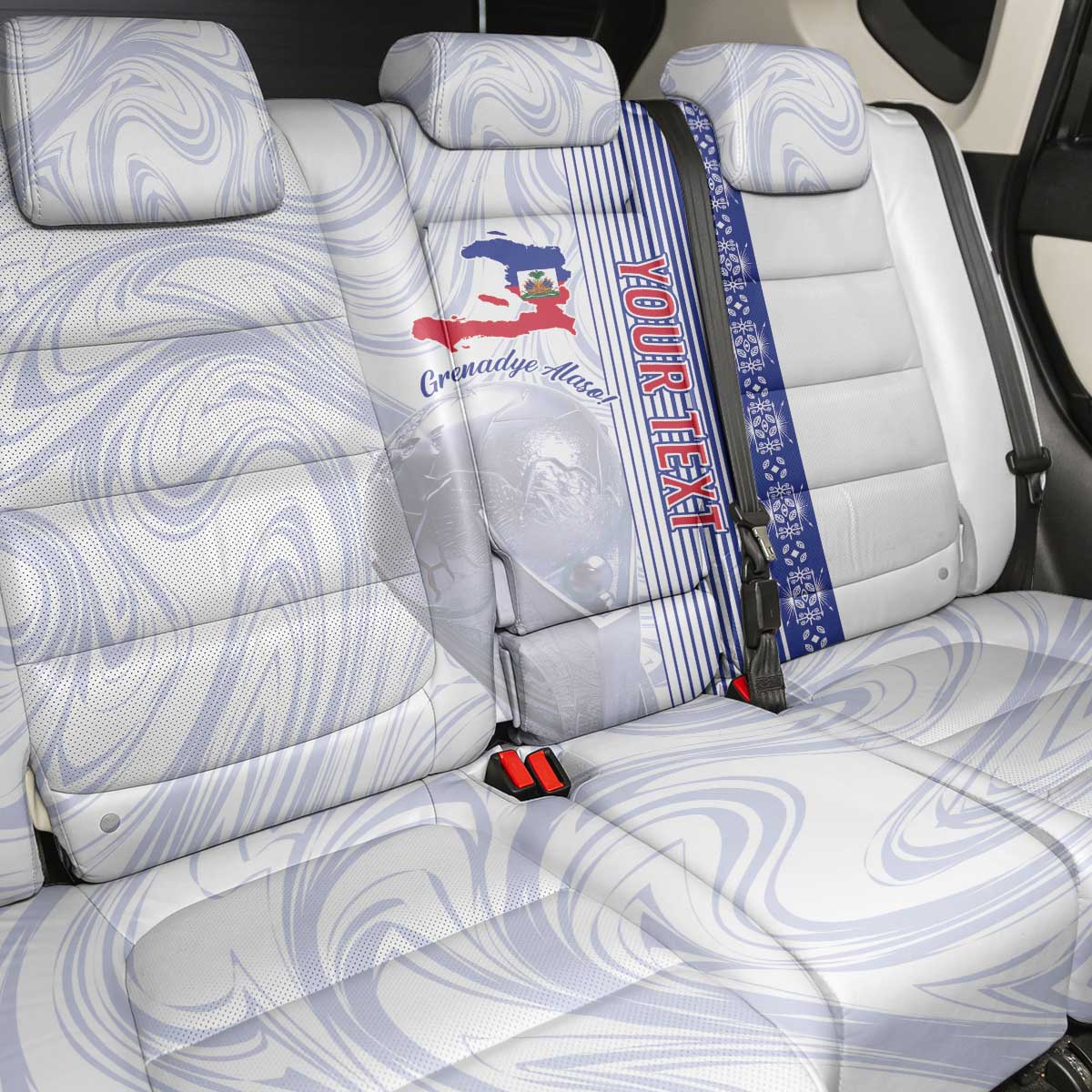 Custom Afro-Haiti Football Back Car Seat Cover 2026 Grenadye Alaso White Version - African Pride