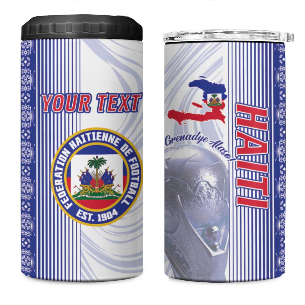 Custom Afro-Haiti Football 4 in 1 Can Cooler Tumbler 2026 Grenadye Alaso White Version - African Pride