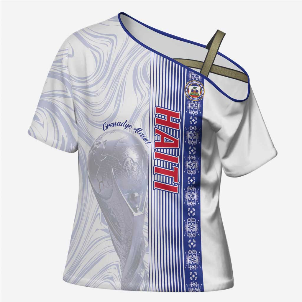 Custom Afro-Haiti Football Cross Shoulder Shirt 2026 Grenadye Alaso White Version - African Pride