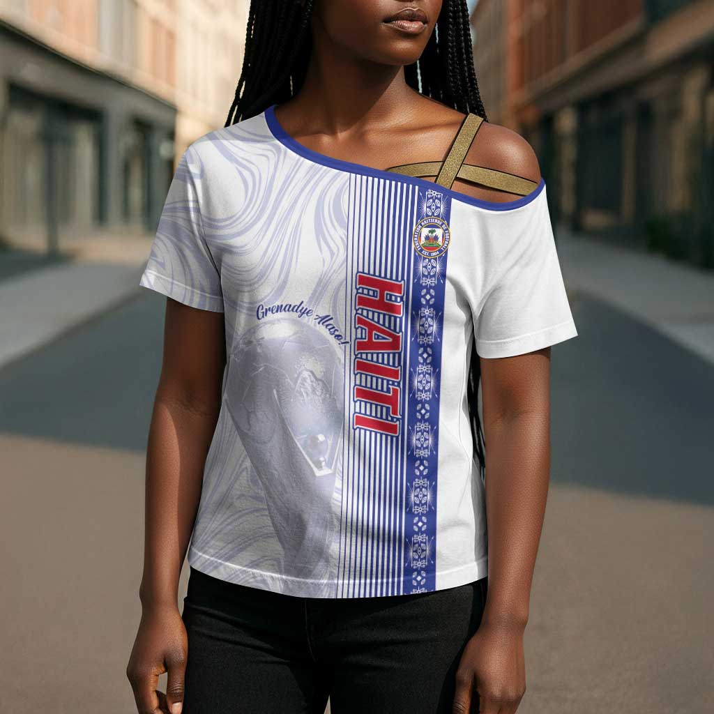Custom Afro-Haiti Football Cross Shoulder Shirt 2026 Grenadye Alaso White Version - African Pride