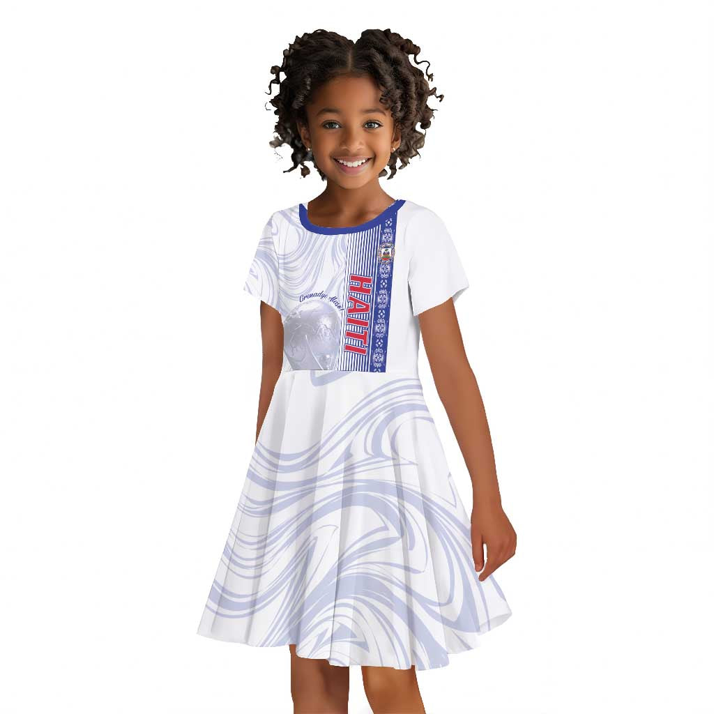 Custom Afro-Haiti Football Kid Short Sleeve Dress 2026 Grenadye Alaso White Version LT14