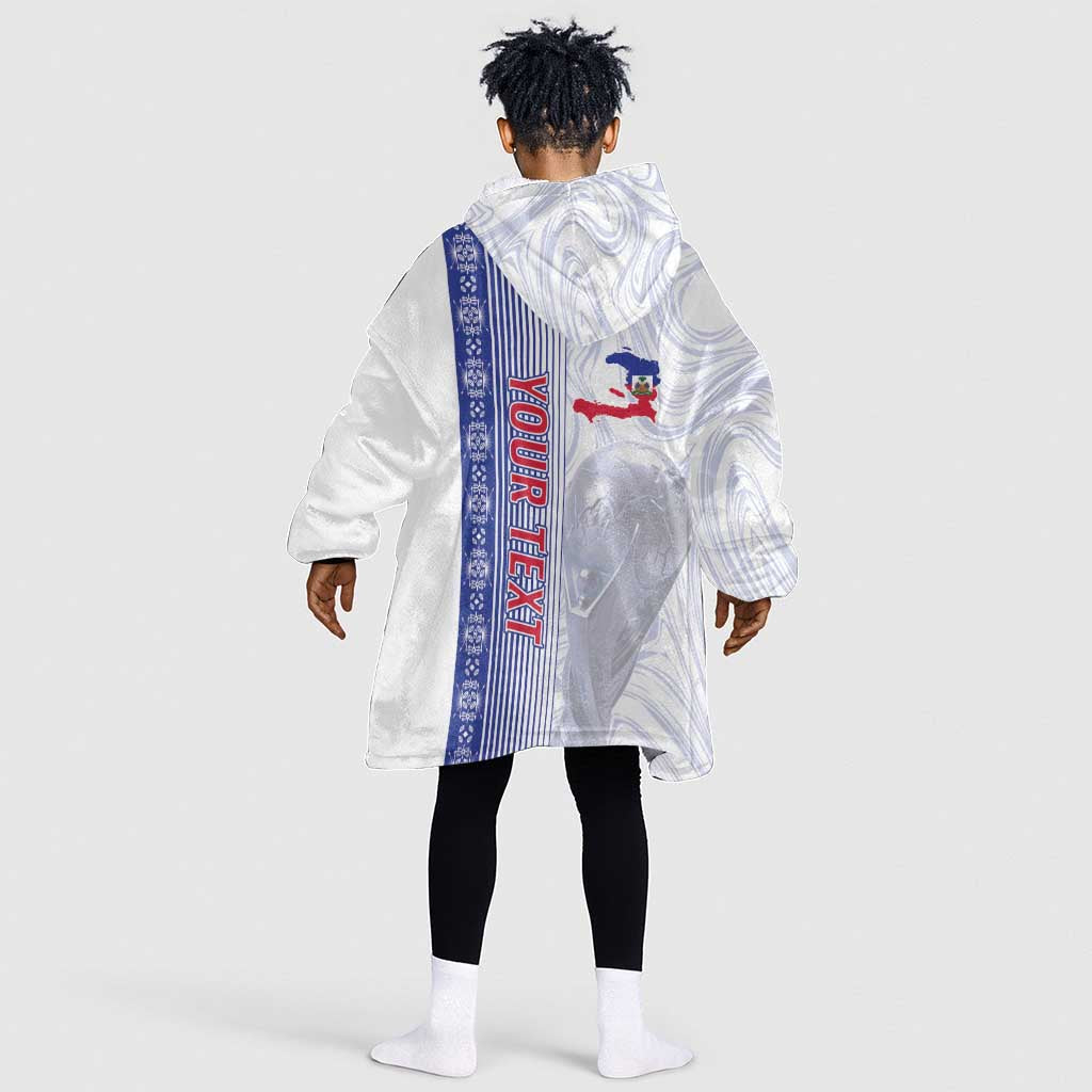 Custom Afro-Haiti Football Kid Wearable Blanket Hoodie 2026 Grenadye Alaso White Version - African Pride